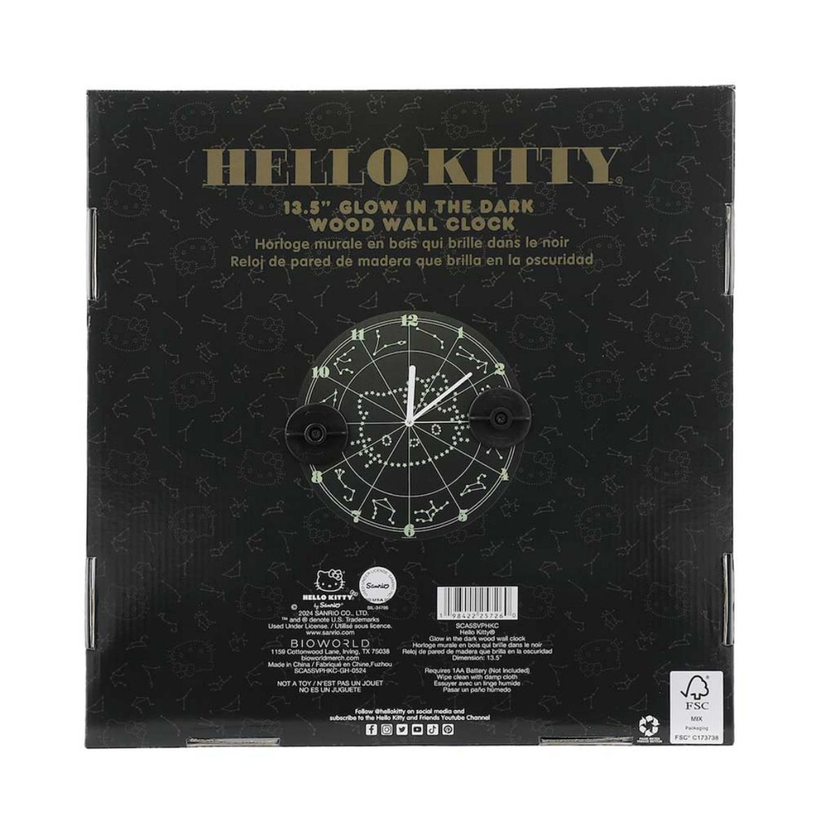 Hello Kitty Glow-In-The Dark Zodiac Wall Clock