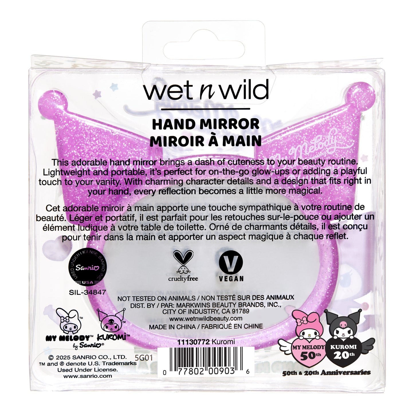 My Melody & Kuromi x Wet n Wild Hand Mirror (Kuromi)