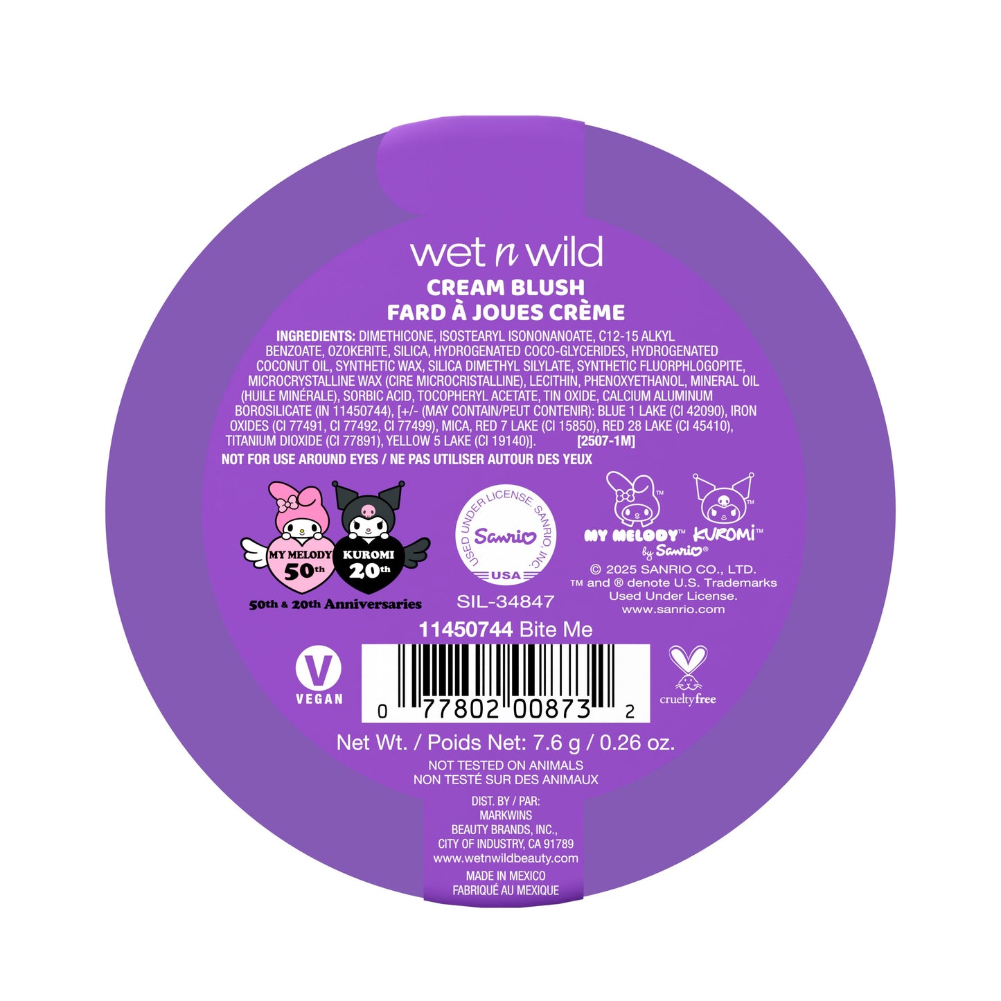 My Melody & Kuromi x Wet n Wild Swirl Cream Blush (Kuromi)