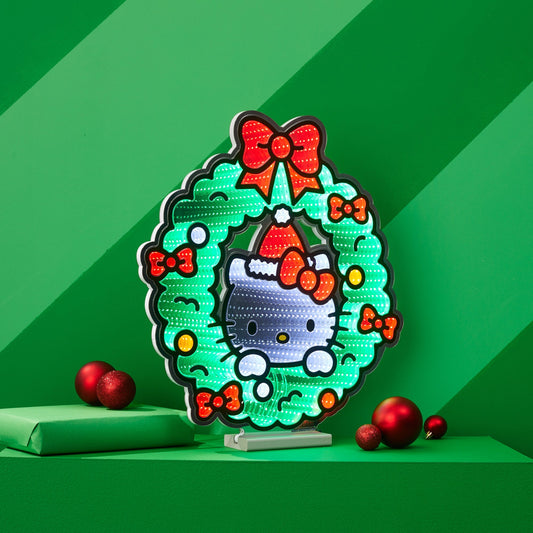 Hello Kitty 20" Holiday Wreath Decorative Ekkolight Infinity Light