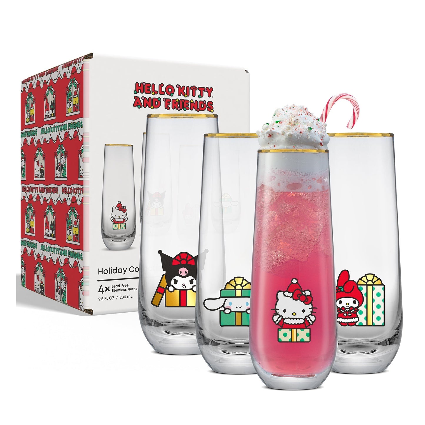 Hello Kitty and Friends Holiday Stemless Flutes