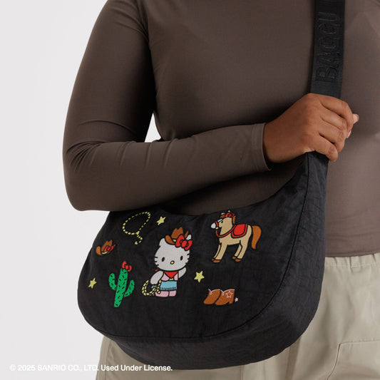 Hello Kitty x Baggu Embroidered Nylon Crescent Bag (Western)