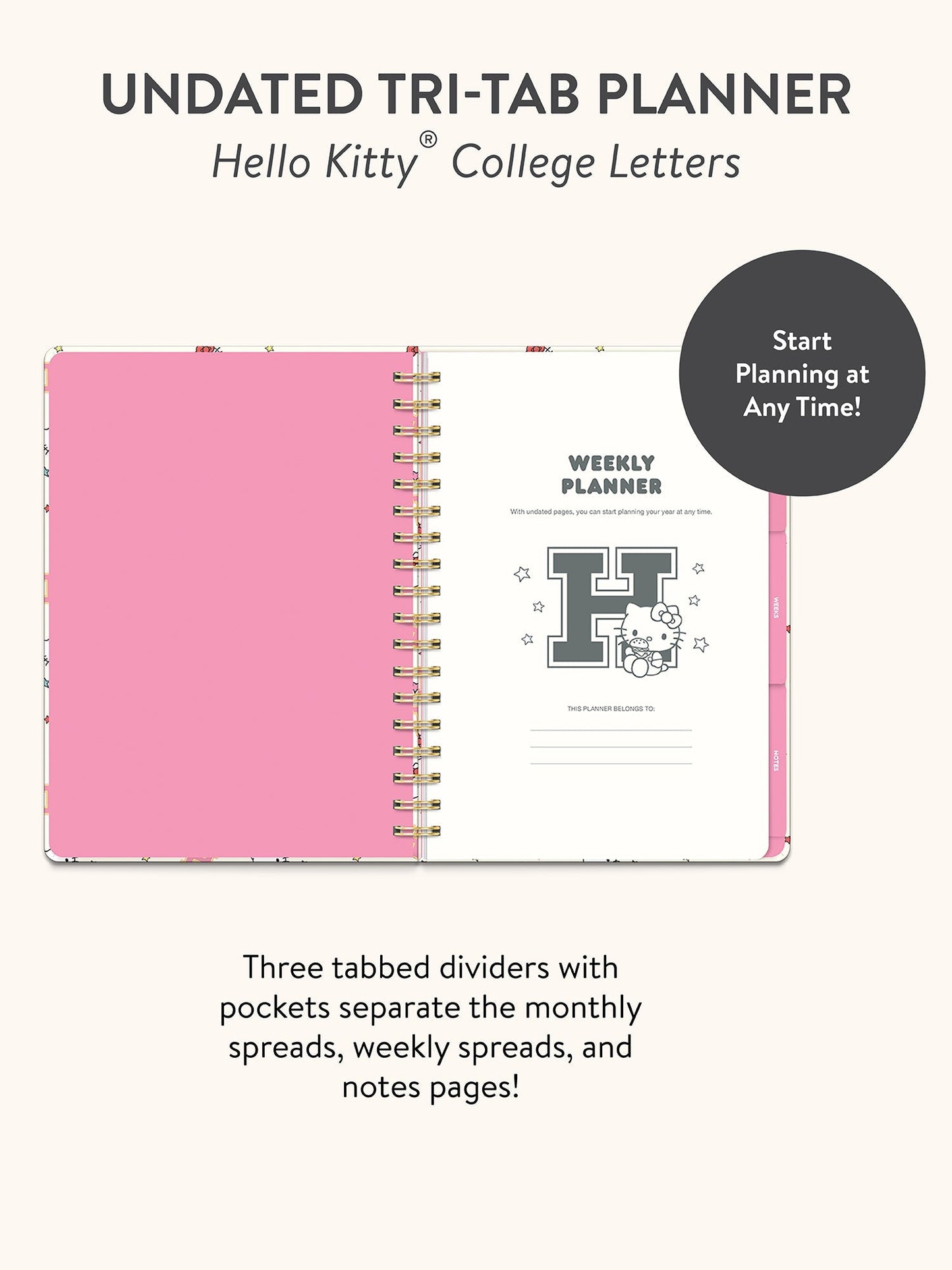 Hello Kitty x Studio Oh! College Letters Tri-Tab Planner