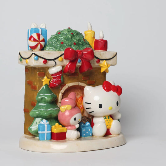 Hello Kitty and My Melody Holiday Ceramic Fireplace Figurine