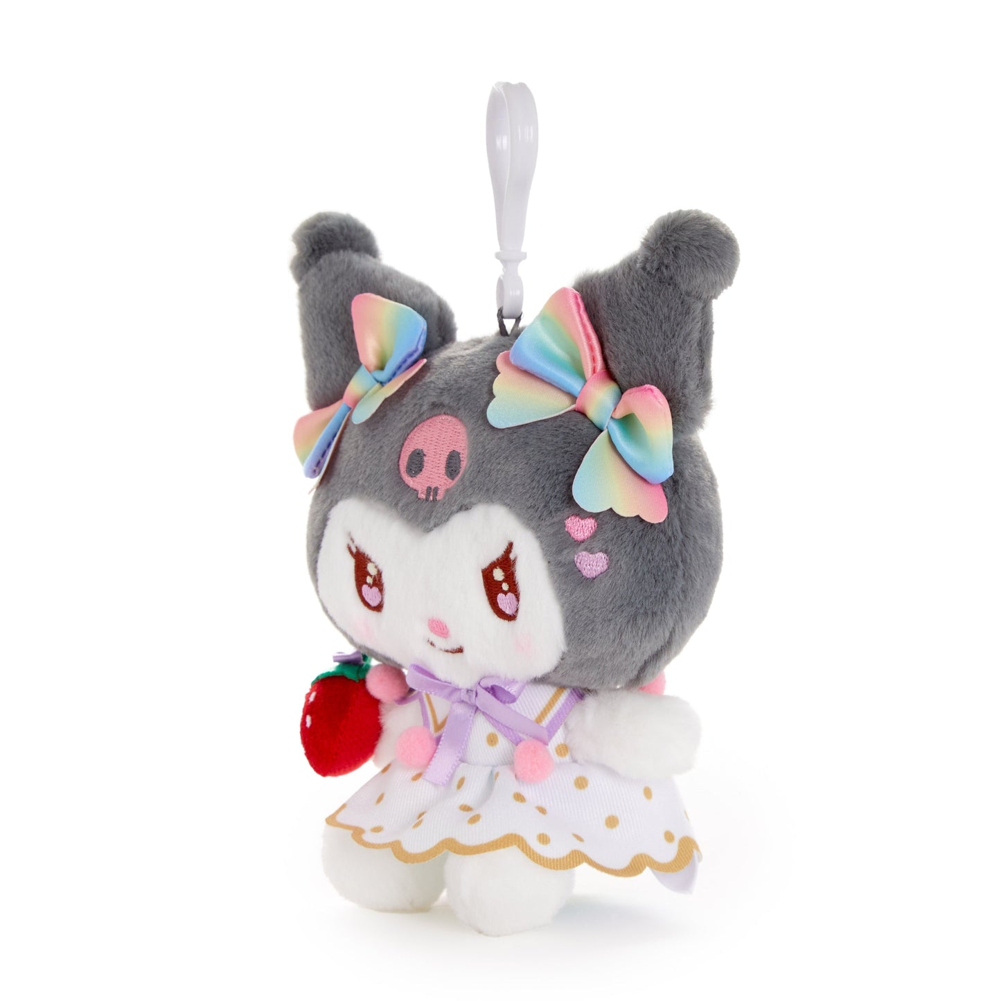 Kuromi Plush Mascot Clip (Strawberry Rainbow Series)