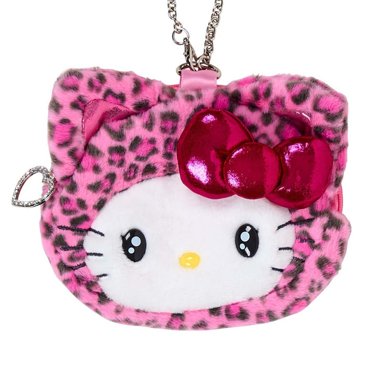 Hello Kitty Pink Plush Mini Pouch (Leopard Cat Series)
