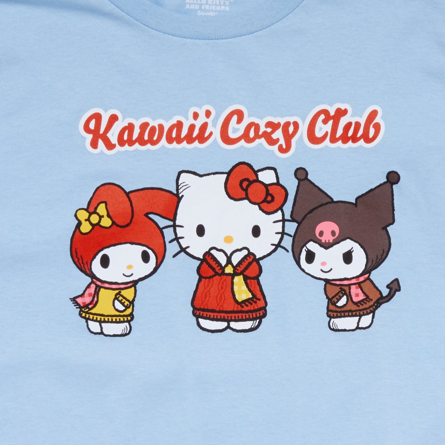 Hello Kitty and Friends Big Kids Kawaii Cozy Club Tee (Light Blue)