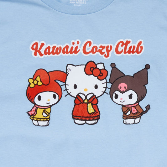 Hello Kitty and Friends Big Kids Kawaii Cozy Club Tee (Light Blue)