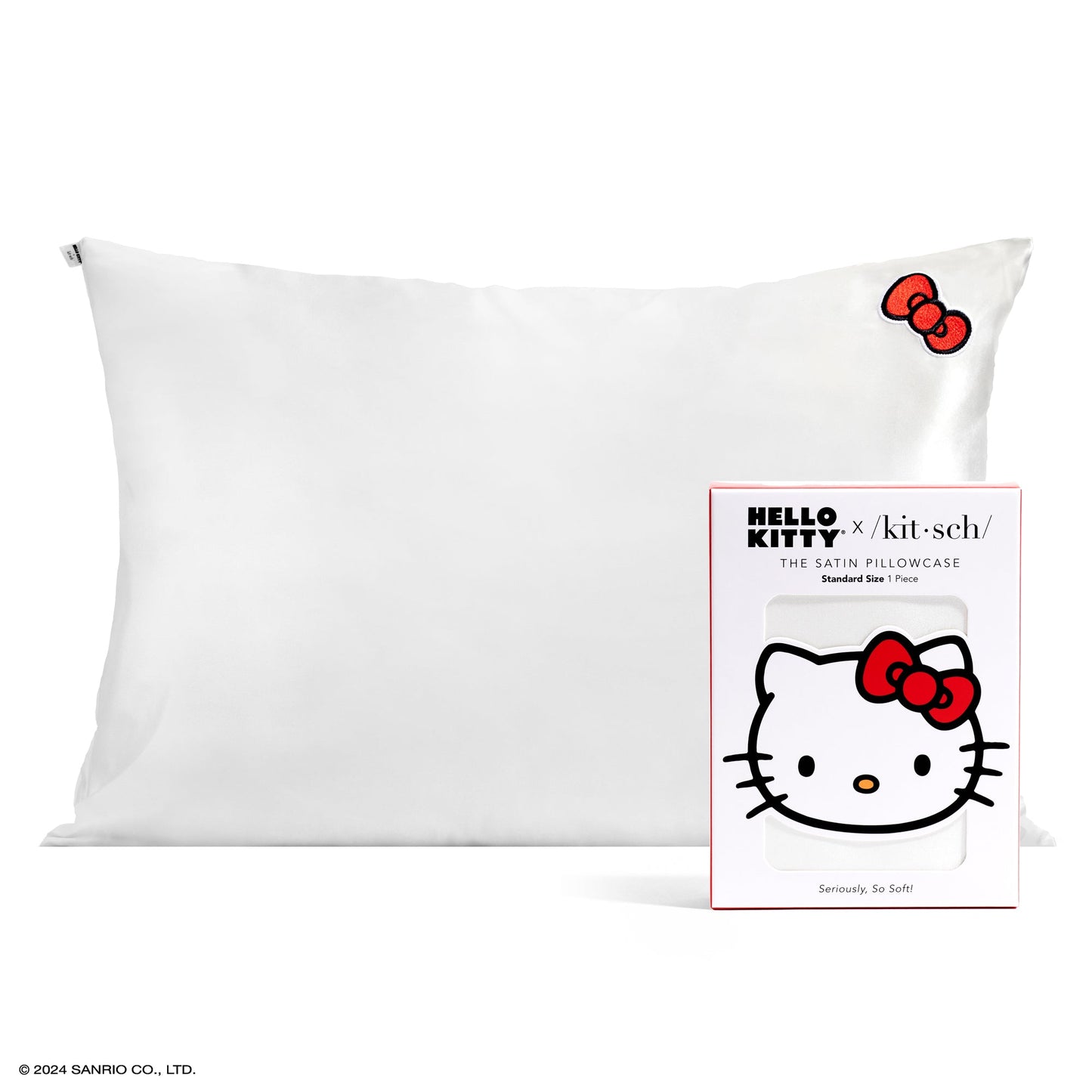 Hello Kitty x Kitsch Bow Pillowcase (Solid Ivory)