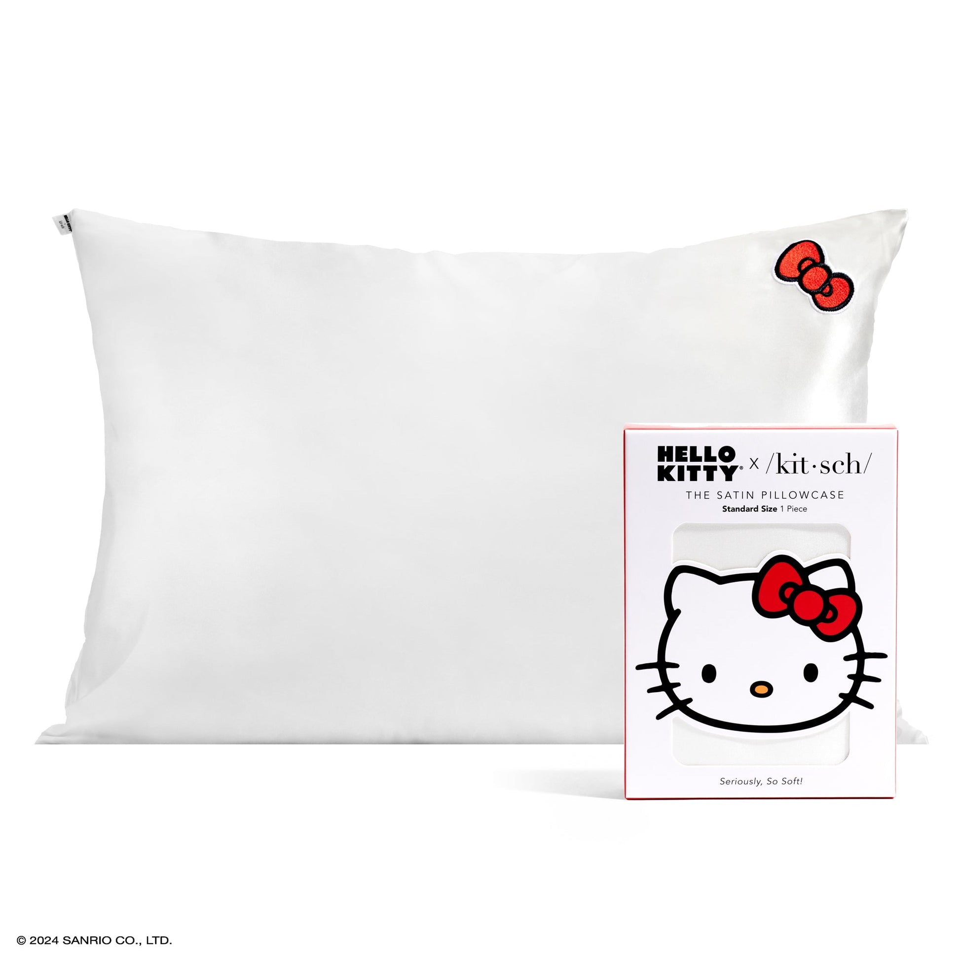 Hello Kitty x Kitsch Bow Pillowcase (Solid Ivory)
