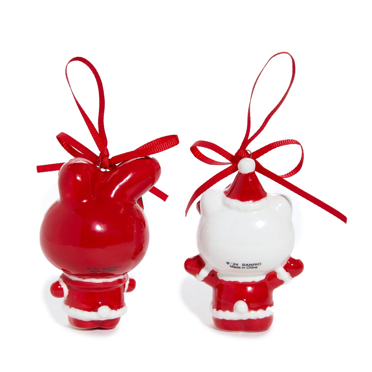 Hello Kitty and My Melody 2-pc Holiday Ceramic Ornament Set (Santa Suit)