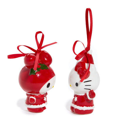 Hello Kitty and My Melody 2-pc Holiday Ceramic Ornament Set (Santa Suit)