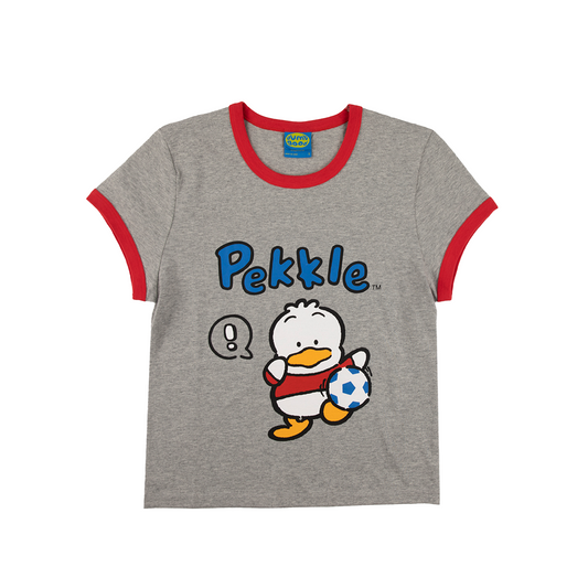 Pekkle x Dumbgood Grey Ringer Baby Tee (SMALL ONLY)
