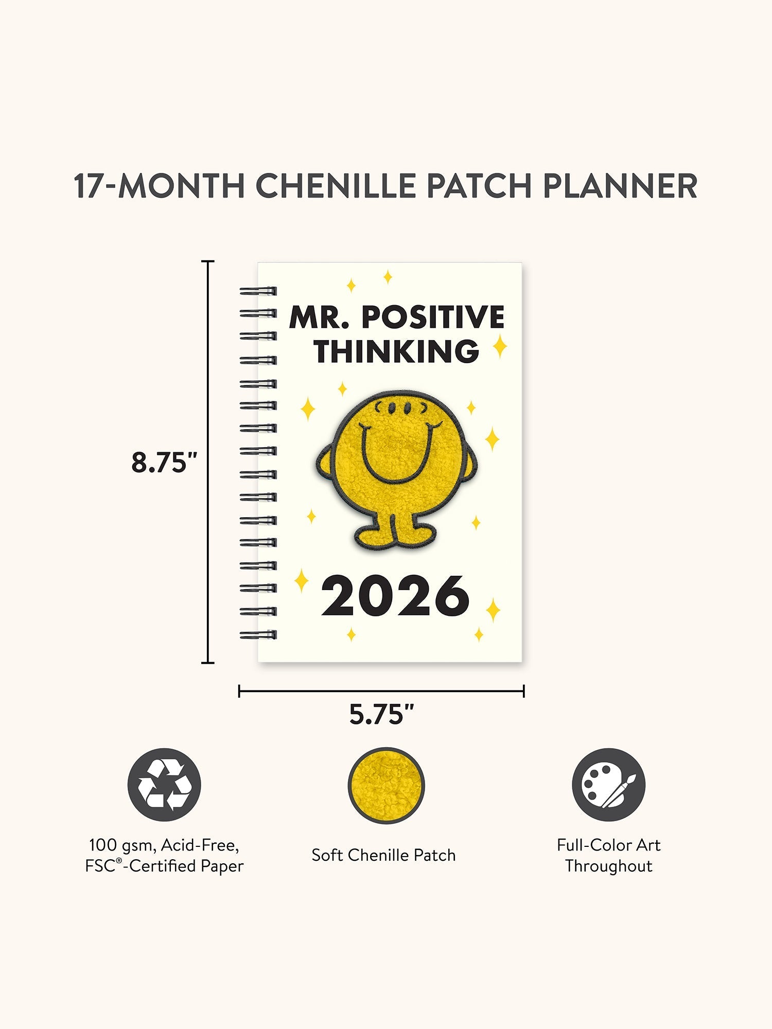 Mr. Positive x Studio Oh! 2026 Thinking Chenille Patch Planner