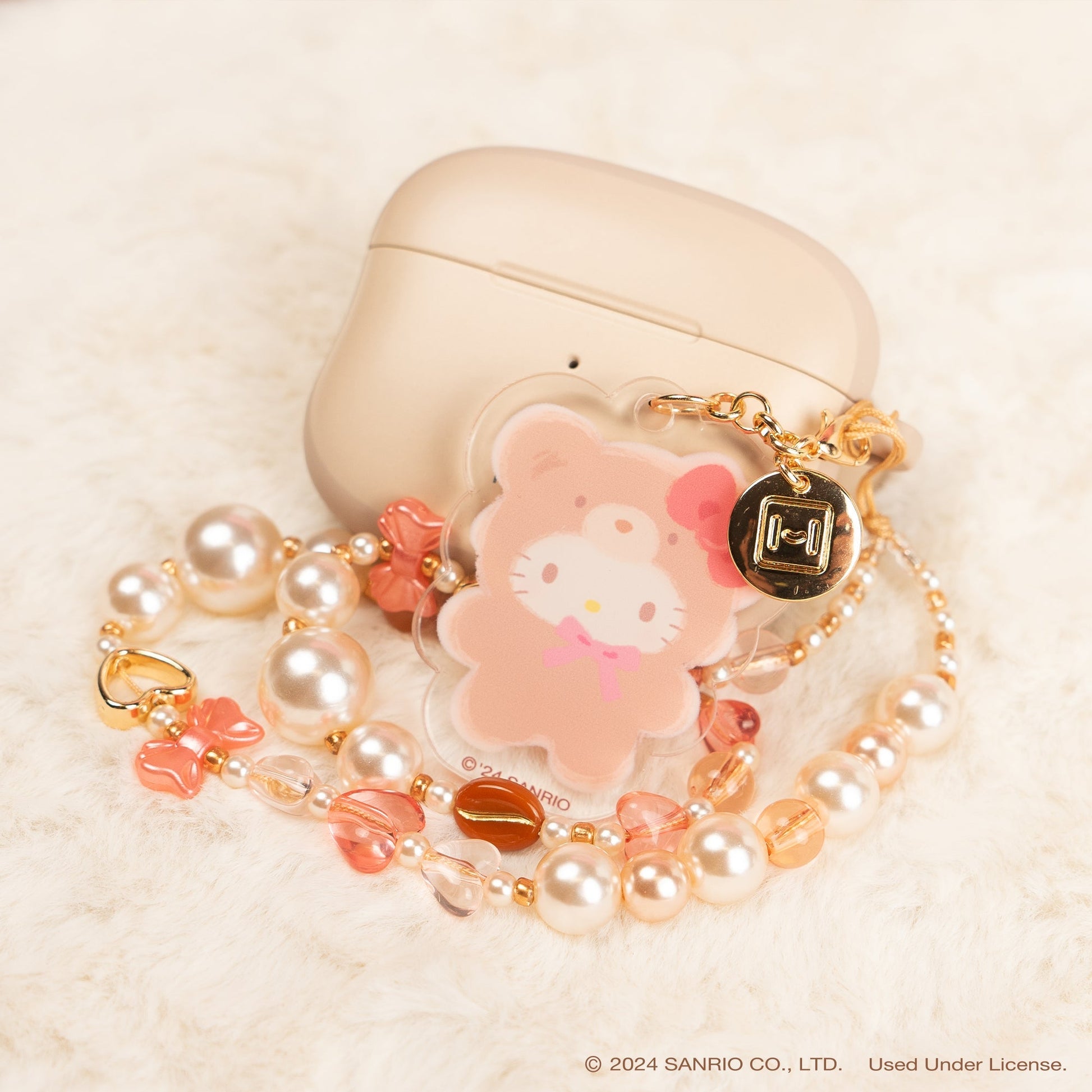 Hello Kitty Latte Bear Beaded Charm Mobile Phone Wrist Strap
