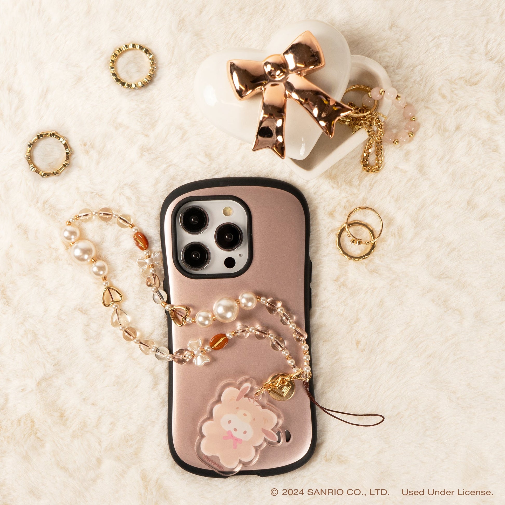 Pochacco Latte Bear Beaded Charm Mobile Phone Wrist Strap