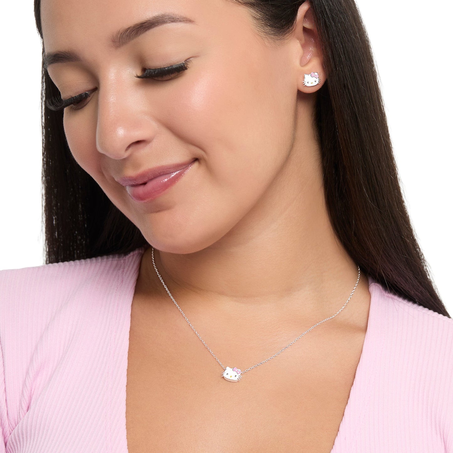 Hello Kitty Sterling Silver Enamel Necklace