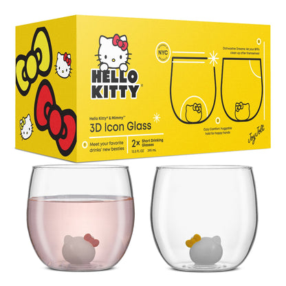 Hello Kitty and Mimmy 3D Icon Short Drinking Glasses (Set of 2)