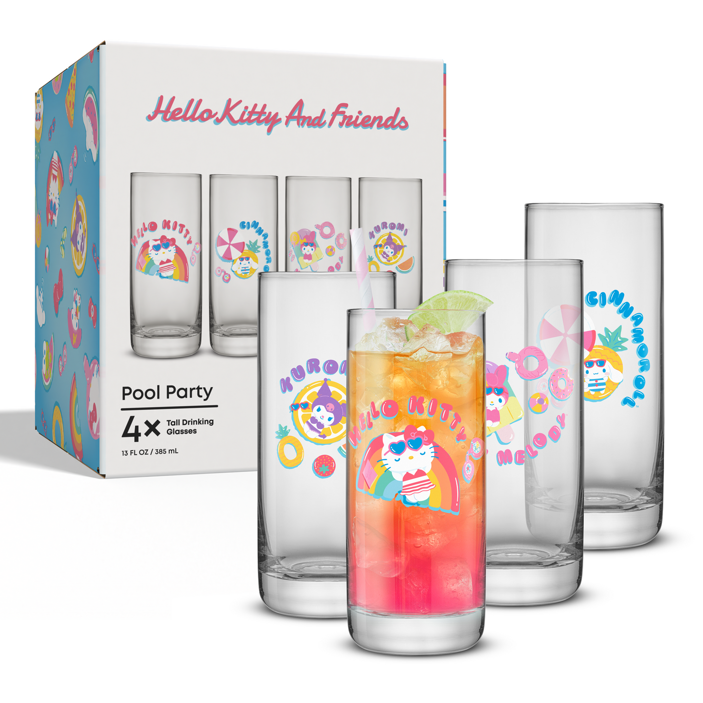 Hello Kitty and Friends Pool Party Tall Drinking Glasses