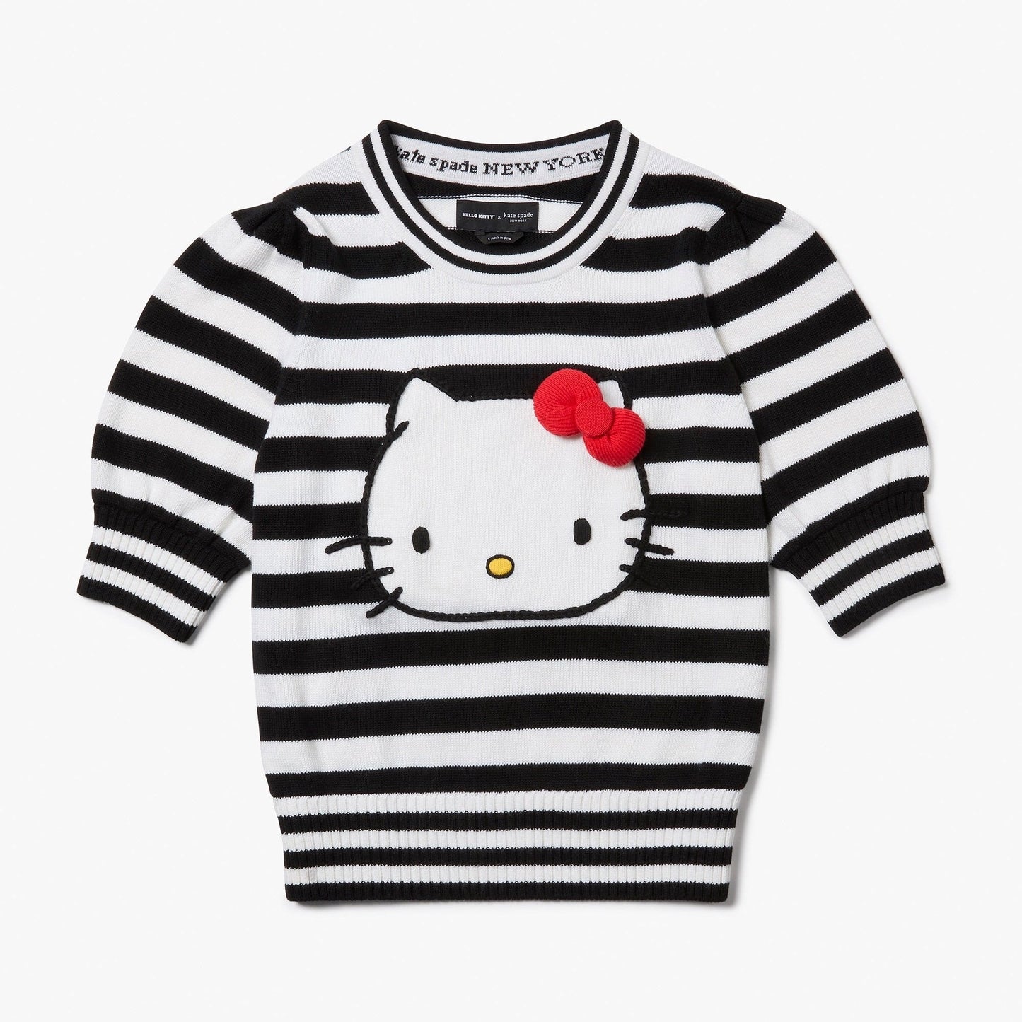 Hello Kitty x Kate Spade New York Striped Puff Sleeve Intarsia Sweater