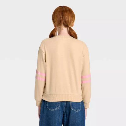 Hello Kitty Girls Floral Patch Fleece Sweater