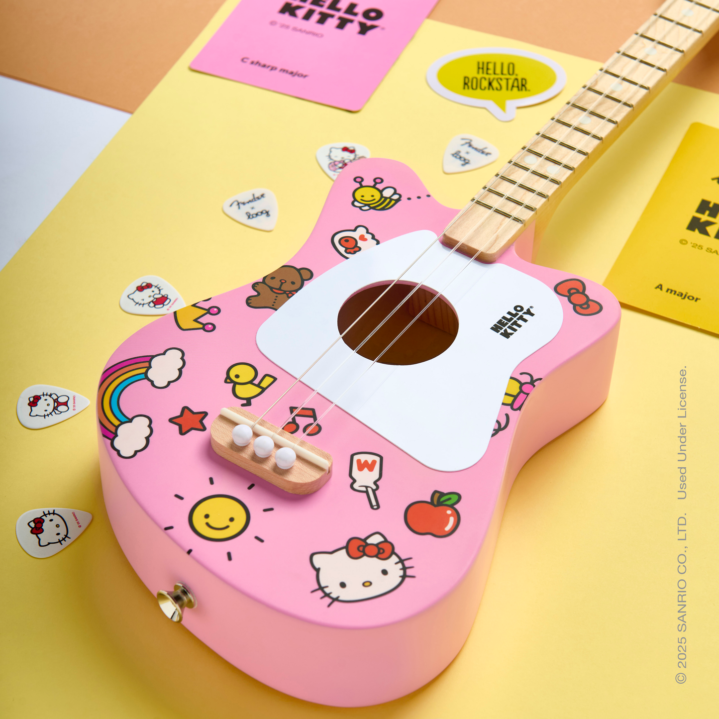 Hello Kitty x Loog Kids Mini Acoustic Guitar (Pink)