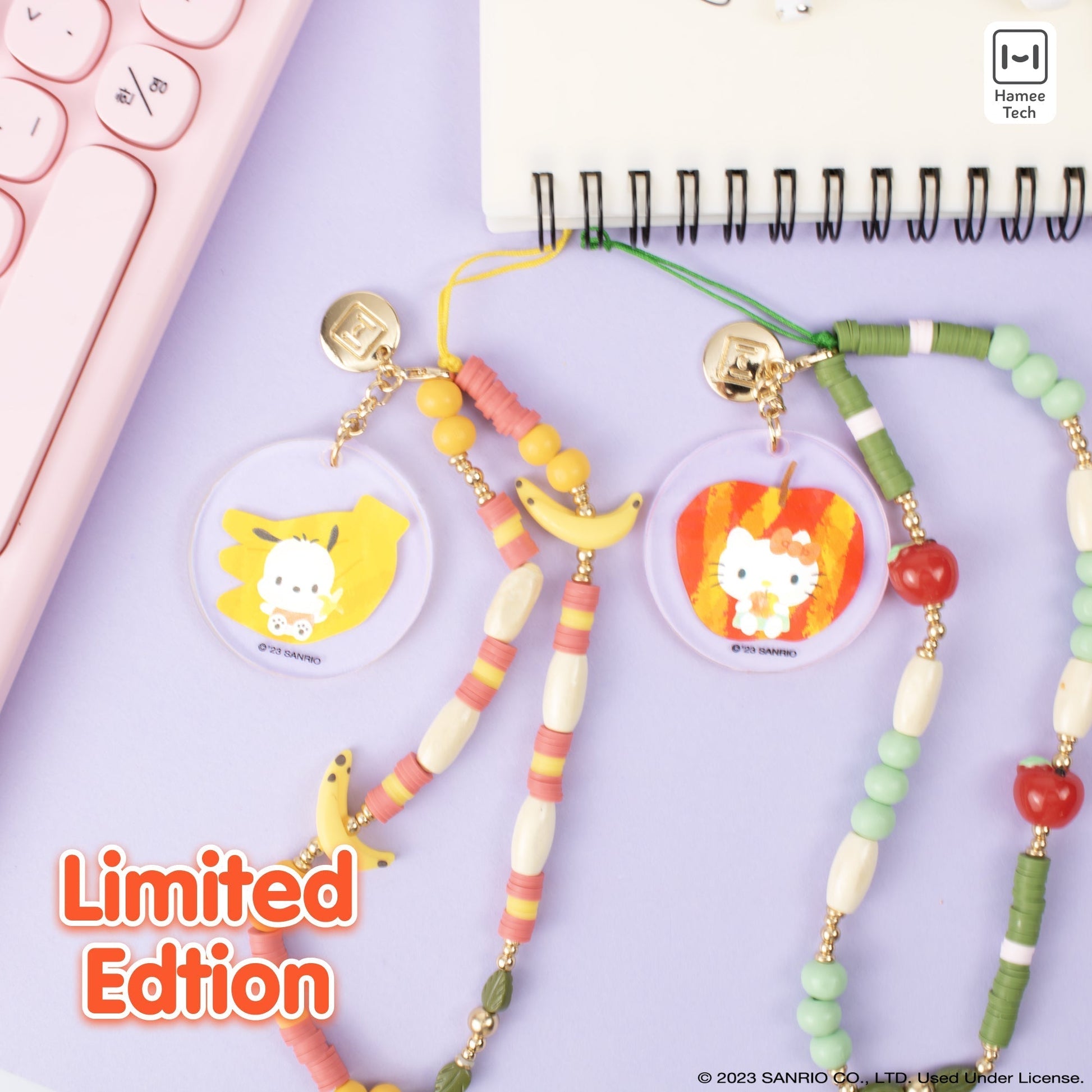 Hello Kitty Apple Beaded Charm Mobile Phone Wrist Strap
