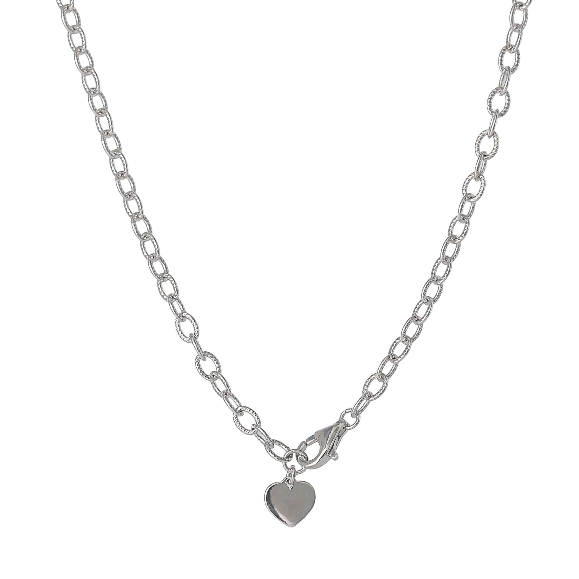 Hello Kitty 18" Quatrefoil Sterling Silver Drop Necklace (Pink & White Sapphire)
