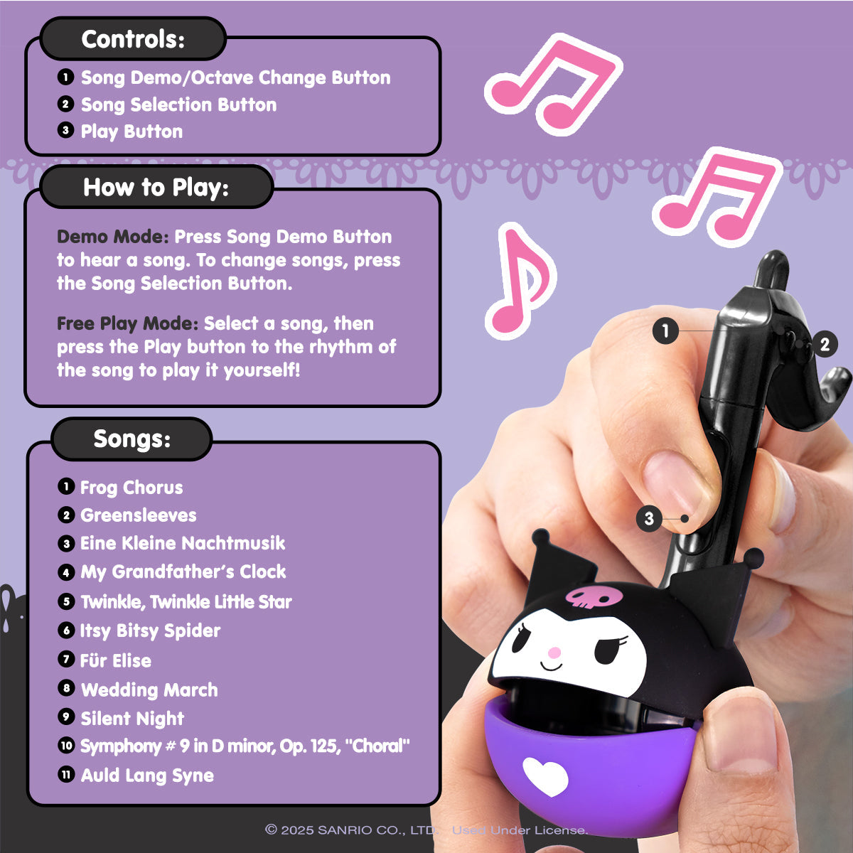 Kuromi Mini Otamatone Melody Charm