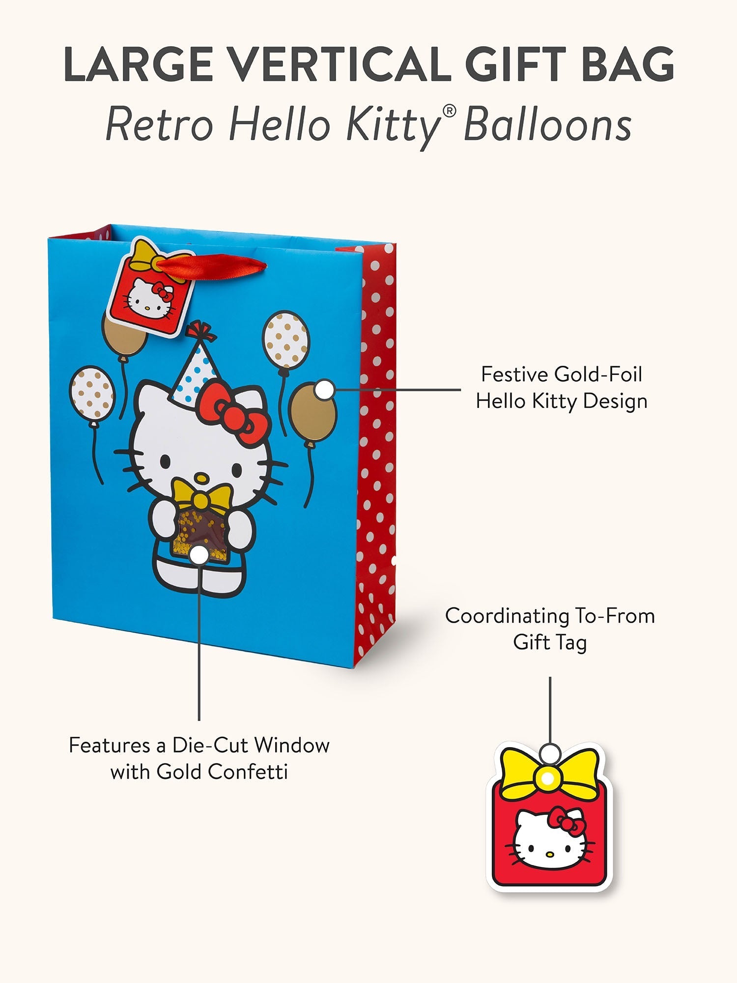 Hello Kitty x Studio Oh! Retro Red Balloons Gift Bag (Large)