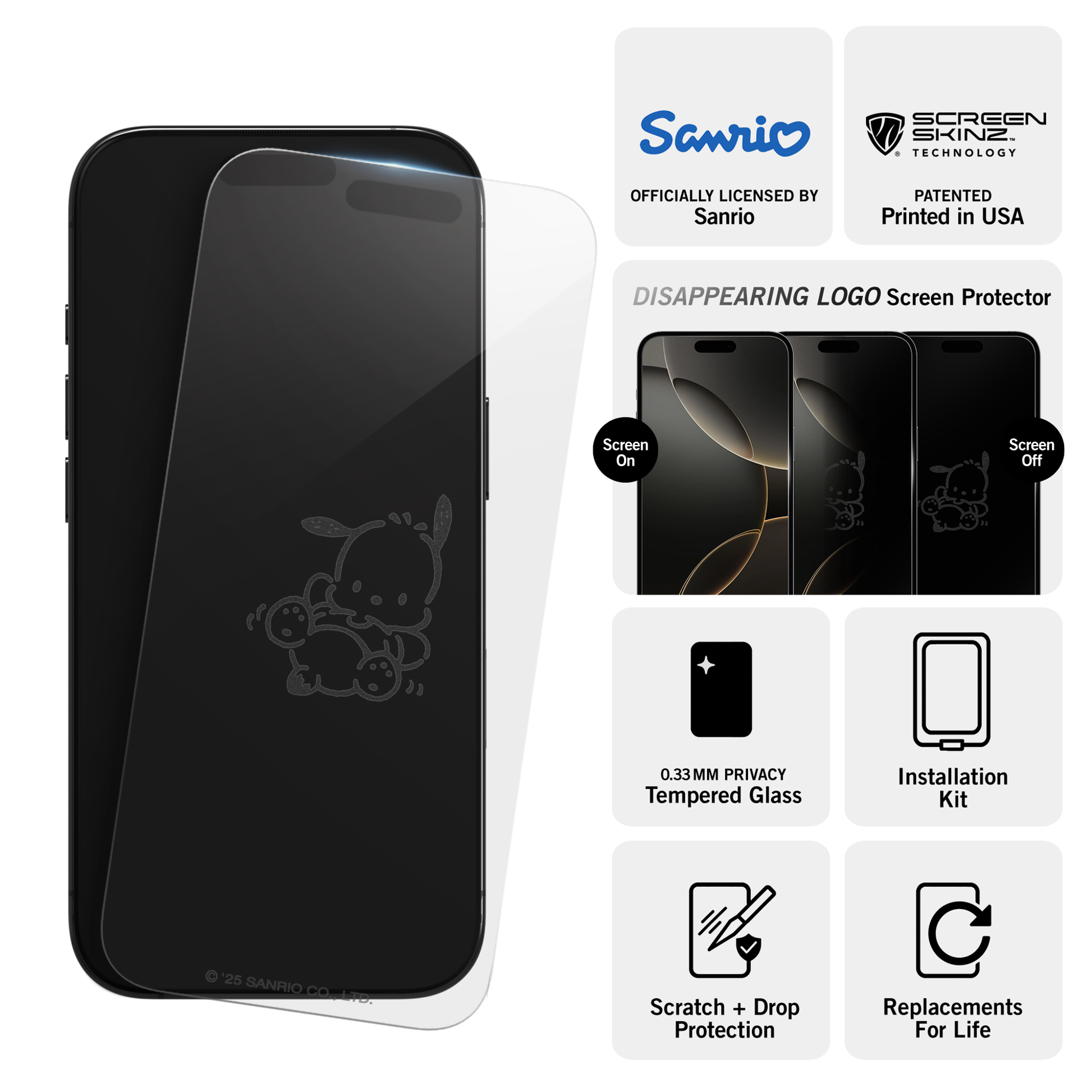 Pochacco x Screen Skinz Dancing iPhone Clear Screen Protector
