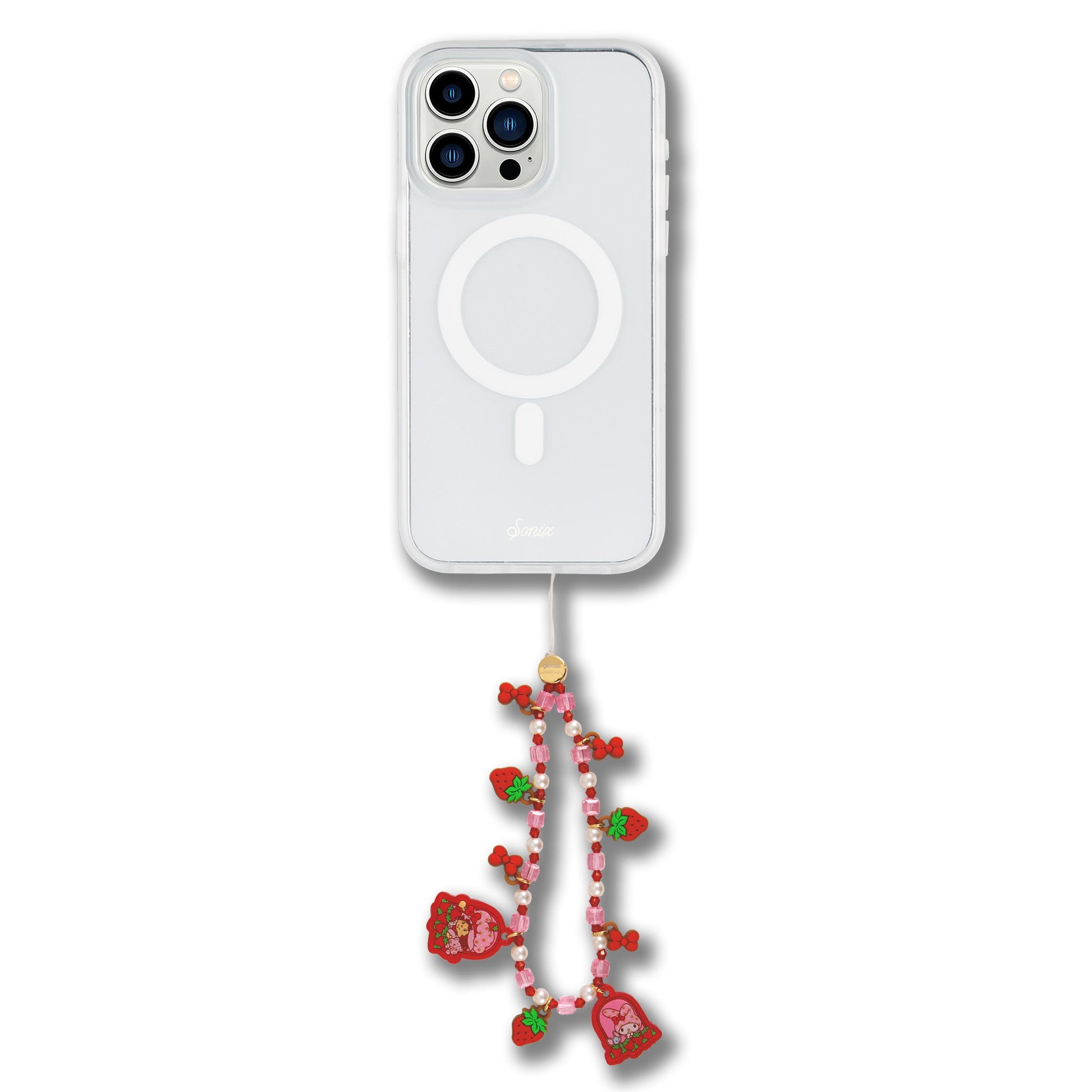 My Melody x Sonix Strawberry Shortcake Phone Beaded Wristlet