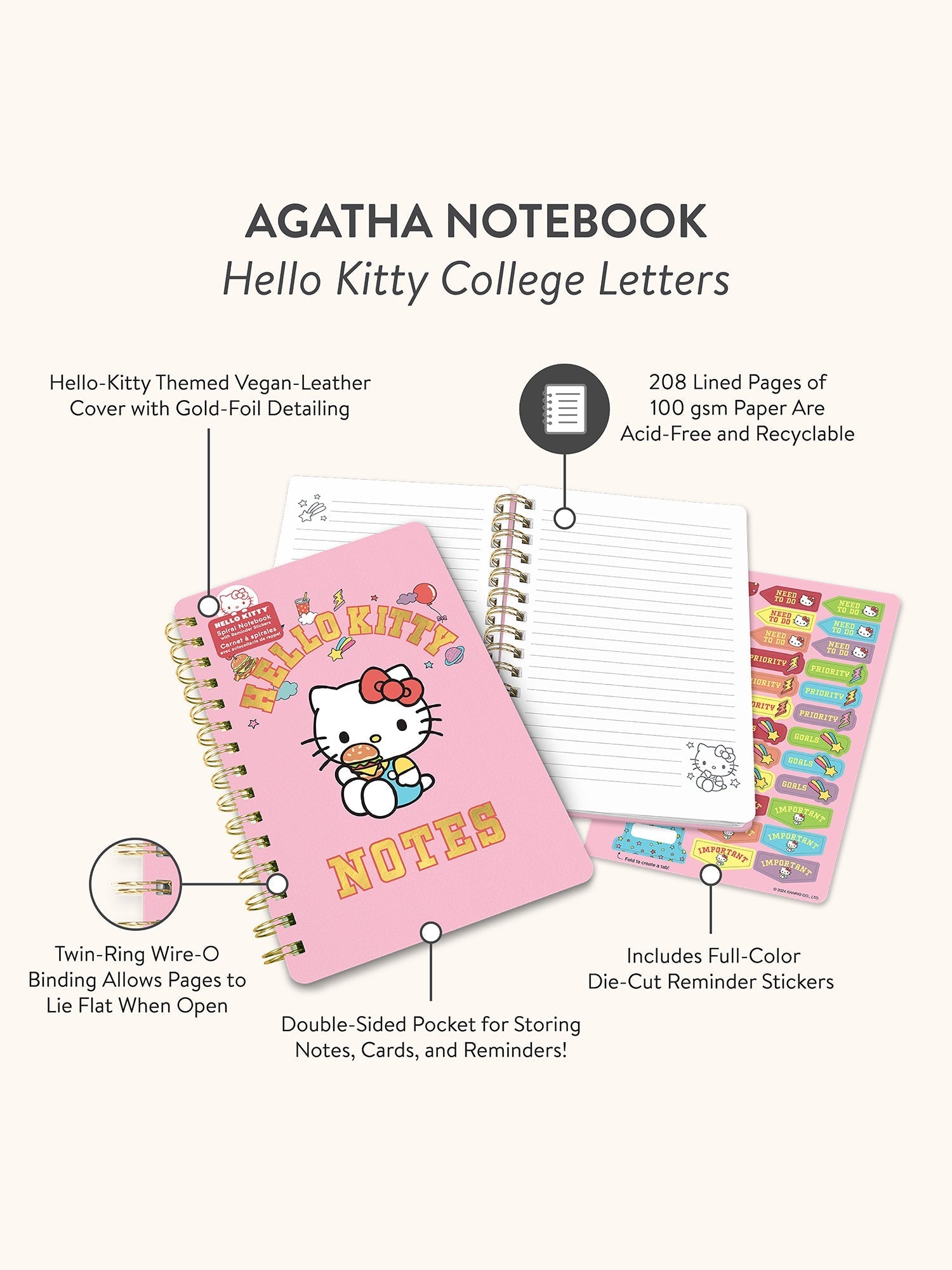 Hello Kitty x Studio Oh! College Letters Agatha Notebook