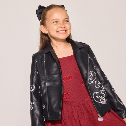 Hello Kitty x Lola + The Boys Kids Graffiti Biker Jacket (Black)