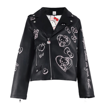 Hello Kitty x Lola + The Boys Adult Graffiti Biker Jacket (Black)