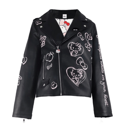 Hello Kitty x Lola + The Boys Kids Graffiti Biker Jacket (Black)