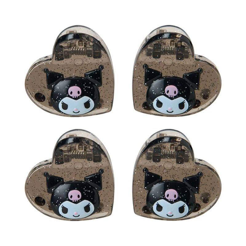 Kuromi 4-pc Mini Glitter Hair Clip Set