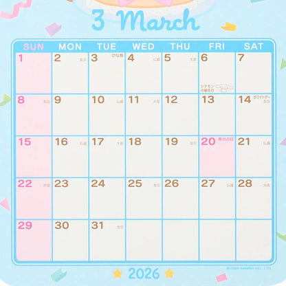 Cinnamoroll 2026 Die-Cut Wall Calendar