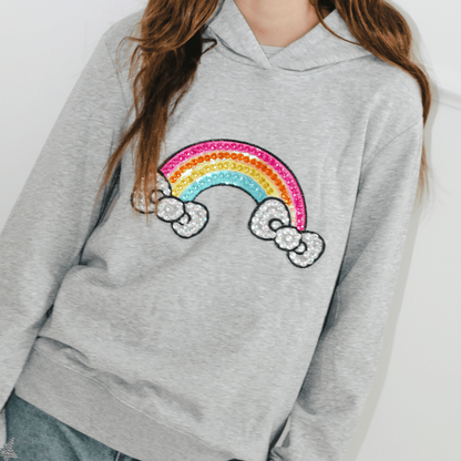 Hello Kitty x Lola + The Boys Kids Rainbow Hoodie (Heather Grey)