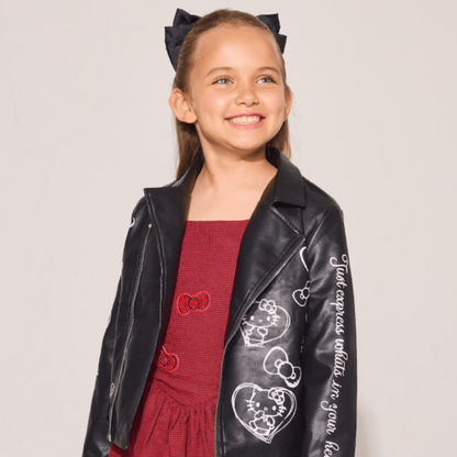 Hello Kitty x Lola + The Boys Kids Graffiti Biker Jacket (Black)