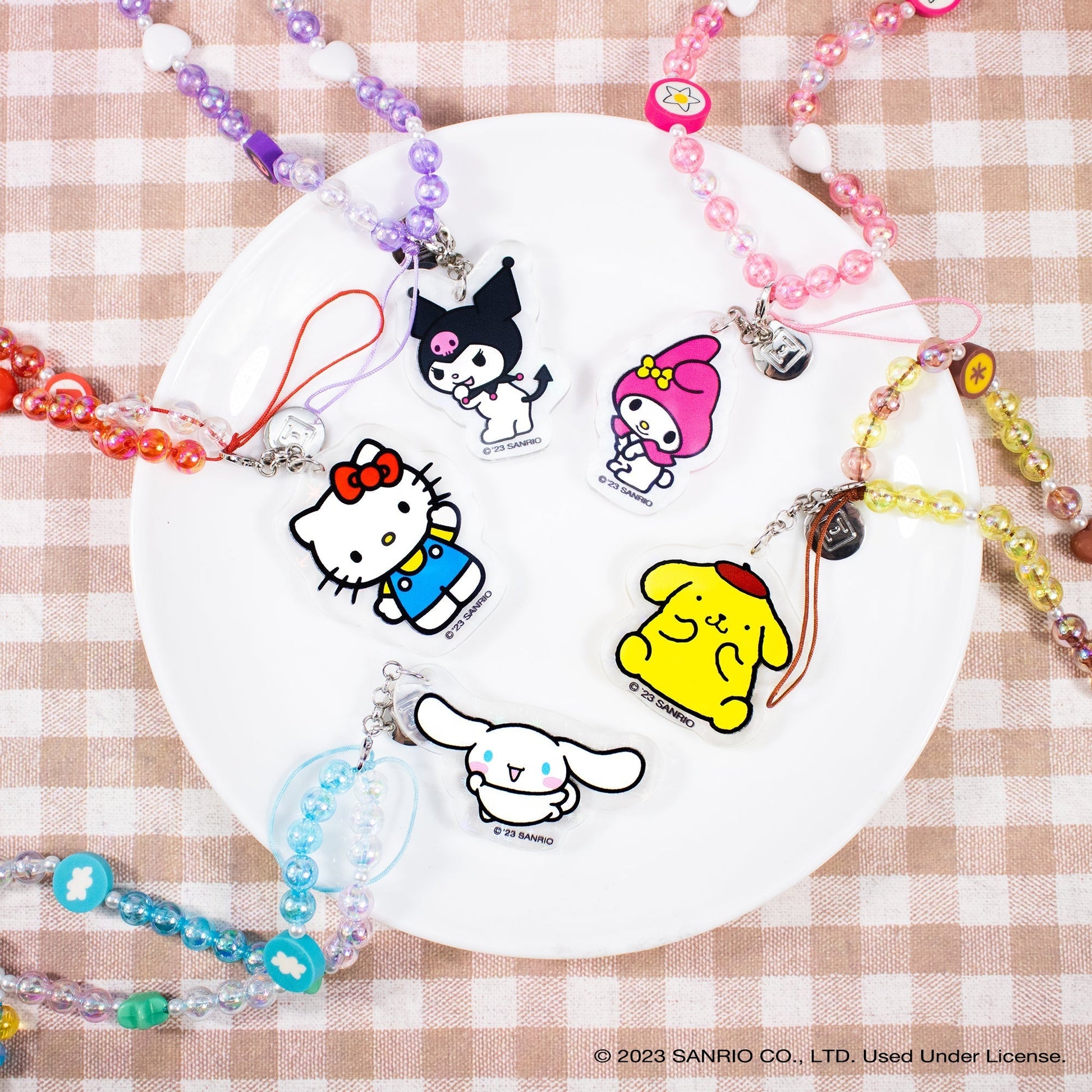 Hello Kitty Beaded Charm Mobile Phone Wrist Strap