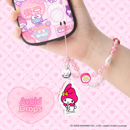 My Melody Beaded Charm Mobile Phone Wrist Strap