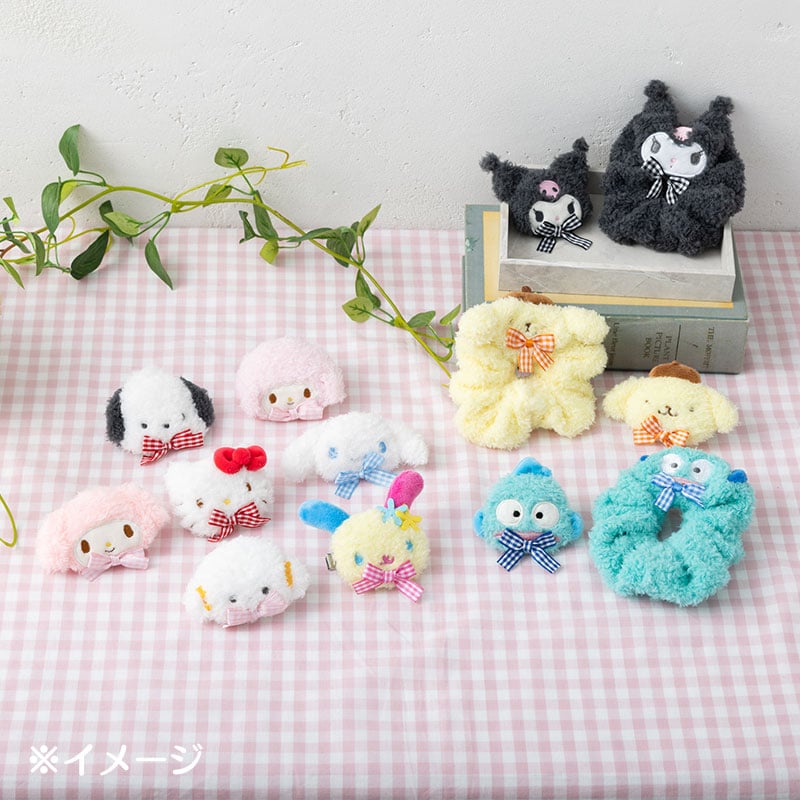 Kuromi Plush Hair Clip (Gingham Bow)